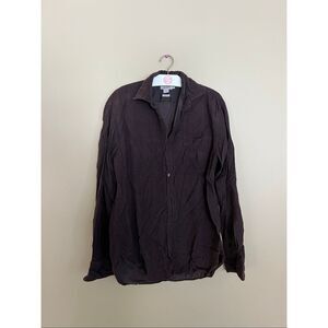 Hartford Brown Slim Fit Button Up Shirt Mens Size Medium 100% Cotton